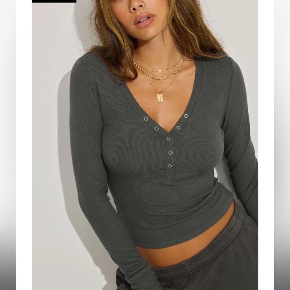 Garage Henley Long Sleeve Top